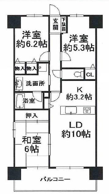 Floor plan. 3LDK, Price 19,800,000 yen, Footprint 68.4 sq m , Is a good floor plan of the balcony area 11.4 sq m usability. Together LDK and the Japanese-style room is a 20-quires more of the large space.