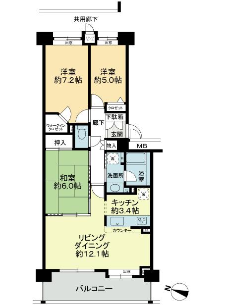Floor plan. 2LDK + S (storeroom), Price 27,800,000 yen, Occupied area 68.61 sq m , Balcony area 11.16 sq m Property floor plan