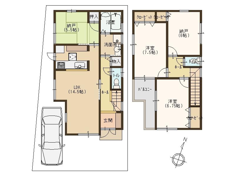 Floor plan. (No. 1 point), Price 30,800,000 yen, 4LDK, Land area 97.06 sq m , Building area 93.96 sq m