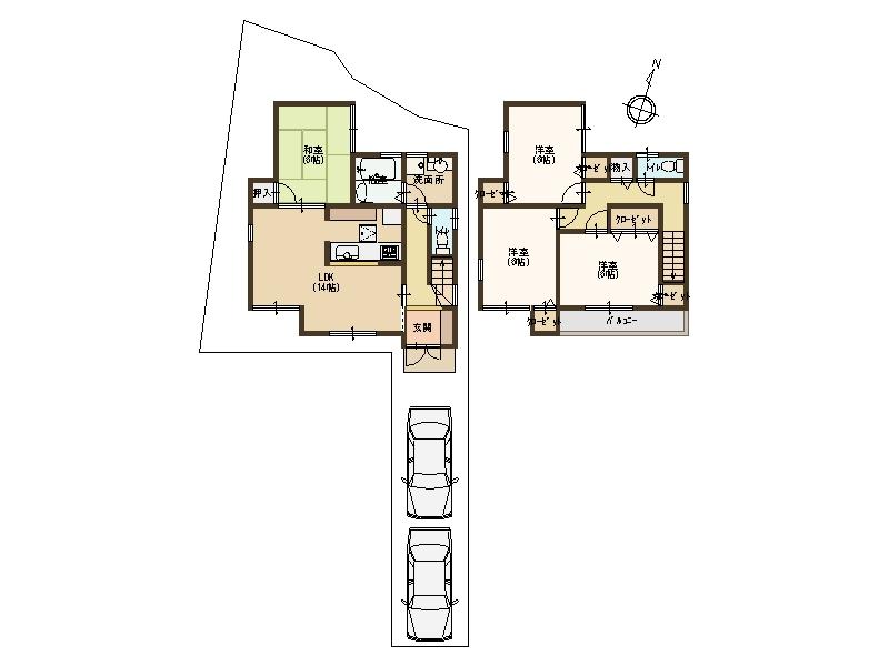 Floor plan. (No. 2 locations), Price 28.8 million yen, 4LDK, Land area 120.36 sq m , Building area 92.34 sq m