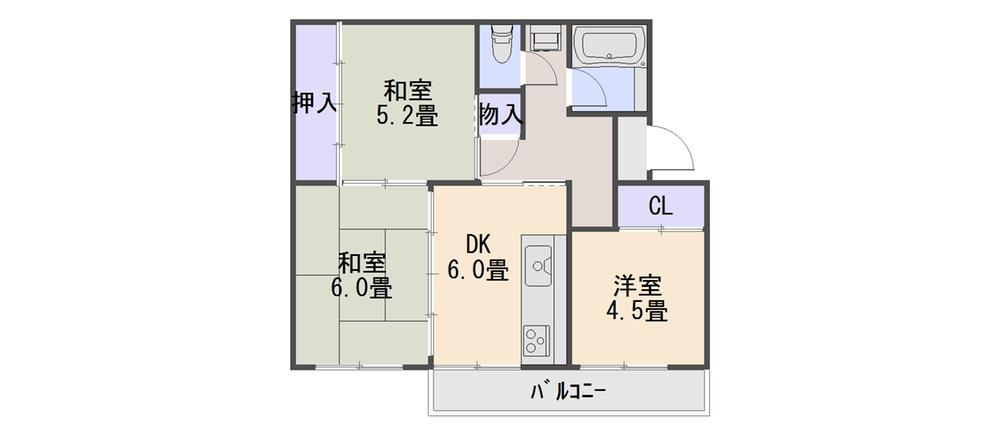 Floor plan. 3DK, Price 6.8 million yen, Occupied area 50.82 sq m , Will be on the balcony area 6.66 sq m current state priority