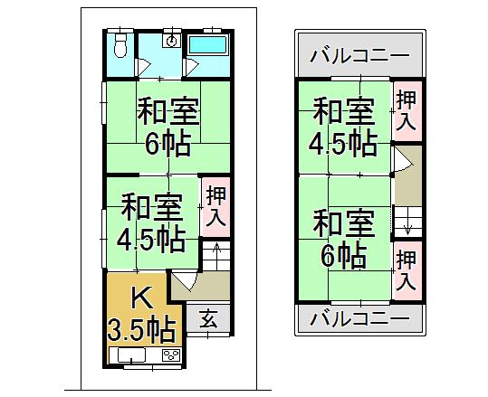 Floor plan. 8.8 million yen, 4K, Land area 58.38 sq m , Building area 58.24 sq m