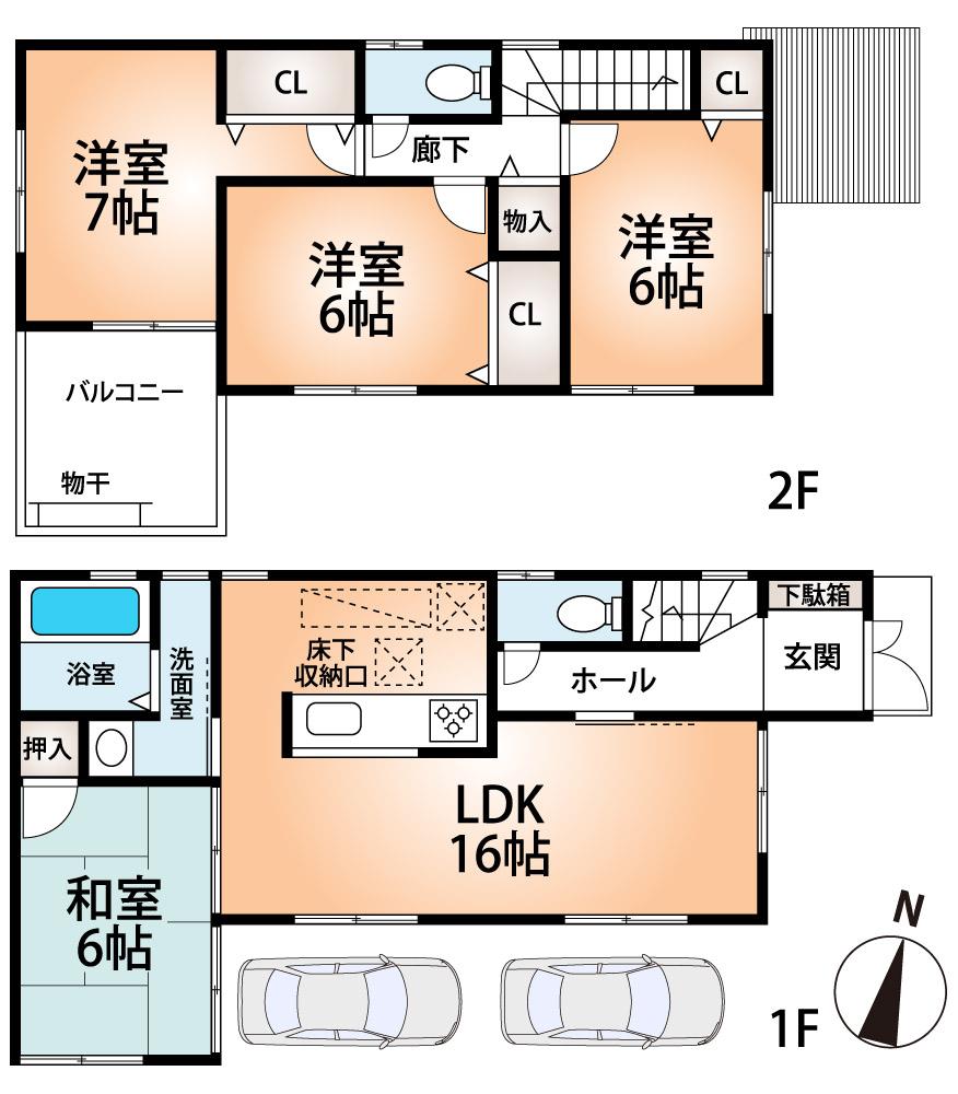 Floor plan. (No. 2 locations), Price 20.8 million yen, 4LDK, Land area 104.67 sq m , Building area 93.96 sq m