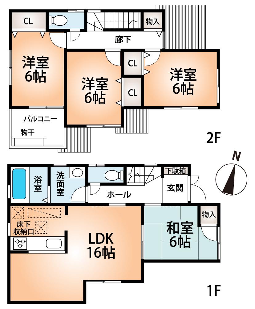 Floor plan. (No. 3 locations), Price 21,800,000 yen, 4LDK, Land area 104.64 sq m , Building area 93.15 sq m