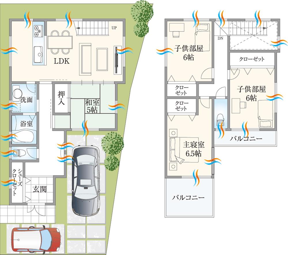 Floor plan. (Inobutaun), Price 35,800,000 yen, 4LDK, Land area 104.11 sq m , Building area 97.71 sq m