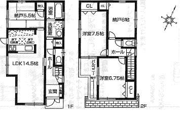 Floor plan. Price 30,800,000 yen, 4LDK, Land area 96.5 sq m , Building area 93.96 sq m