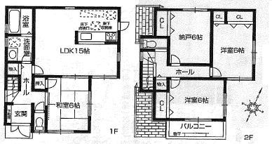 Floor plan. Price 31,300,000 yen, 4LDK, Land area 99.38 sq m , Building area 94.77 sq m