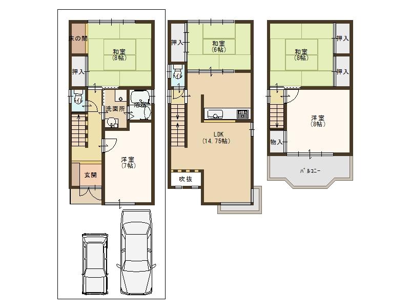Floor plan. 27,800,000 yen, 5LDK, Land area 84.03 sq m , It is a building area of ​​116.82 sq m living easy home
