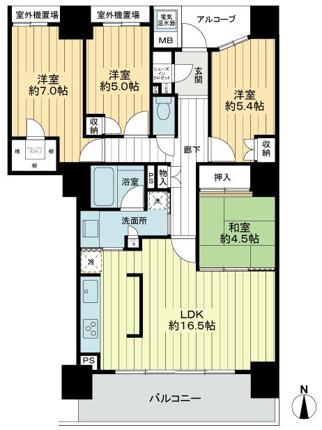Floor plan. 4LDK, Price 36,800,000 yen, Occupied area 88.97 sq m , Balcony area 11.72 sq m