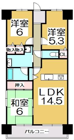 Floor plan. 3LDK, Price 19,800,000 yen, Footprint 68.4 sq m , Balcony area 11.4 sq m
