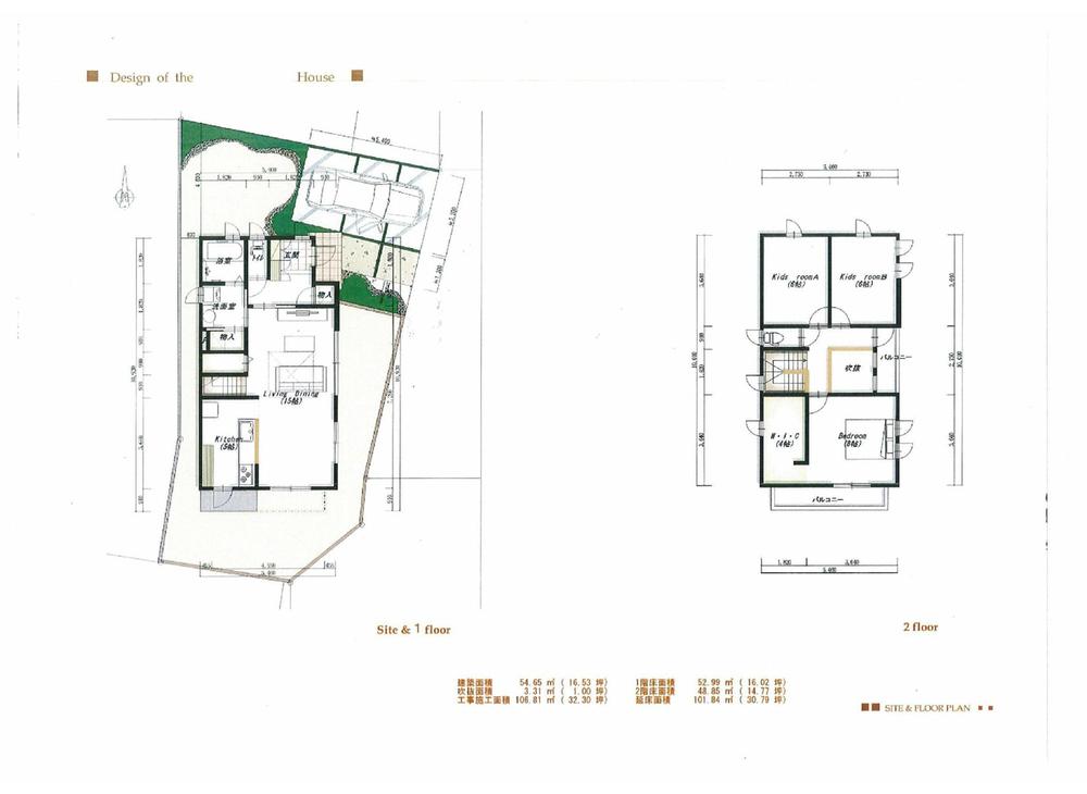 Building plan example (floor plan). Building plan example Building price 25,850,000 yen (separately outside structure), Building floor area of ​​101.84 sq m