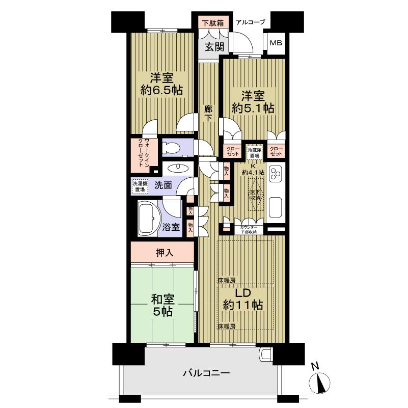 Floor plan. 3LDK + S (storeroom), Price 29,900,000 yen, Occupied area 73.07 sq m , Balcony area 12.4 sq m