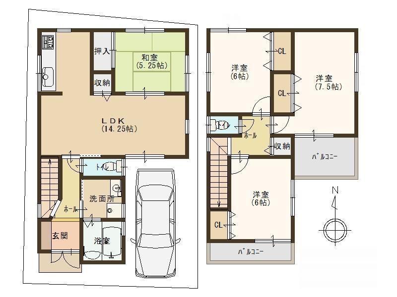 Floor plan. 26,800,000 yen, 4LDK, Land area 86.2 sq m , Is a floor plan of the building area 93.96 sq m 4LDK ☆