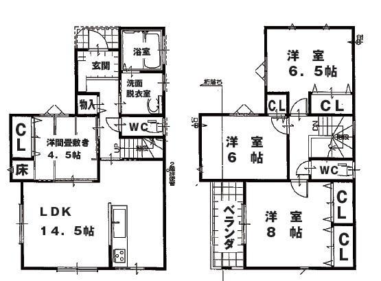 Floor plan. 30,800,000 yen, 4LDK, Land area 90.84 sq m , Building area 104.32 sq m Floor Plan