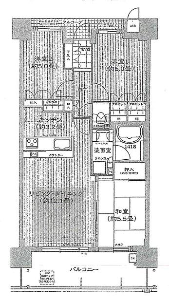 Floor plan. 3LDK, Price 22,800,000 yen, Footprint 68 sq m , Balcony area 12.6 sq m downstairs because of the parking lot You can also spend without worrying about the sound of children