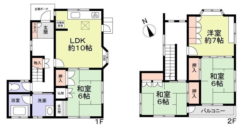 Floor plan. 12,880,000 yen, 4LDK, Land area 90.92 sq m , Building area 90.49 sq m