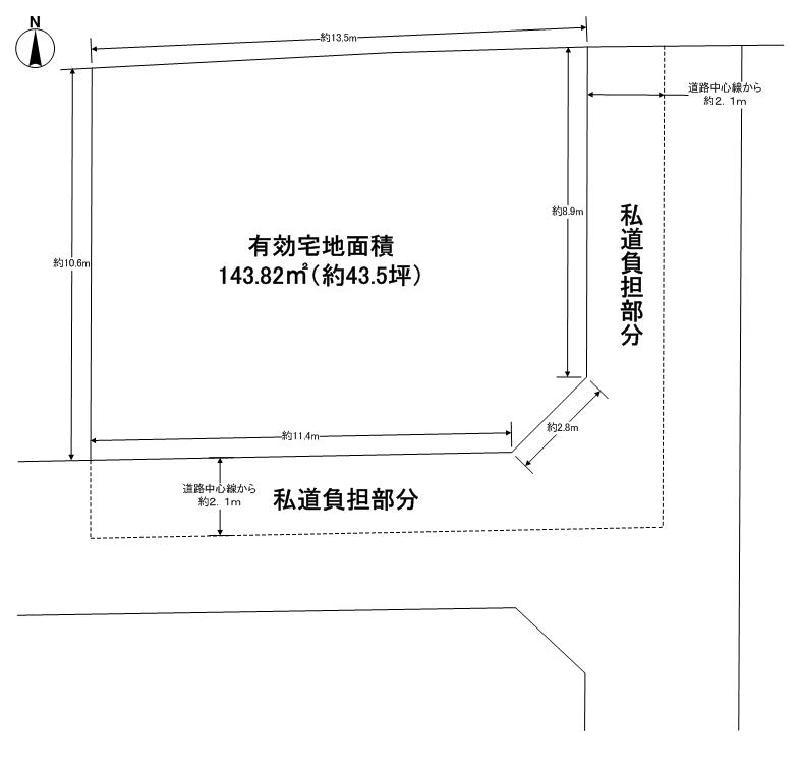 Compartment figure. Land price 14.8 million yen, Land area 143.82 sq m