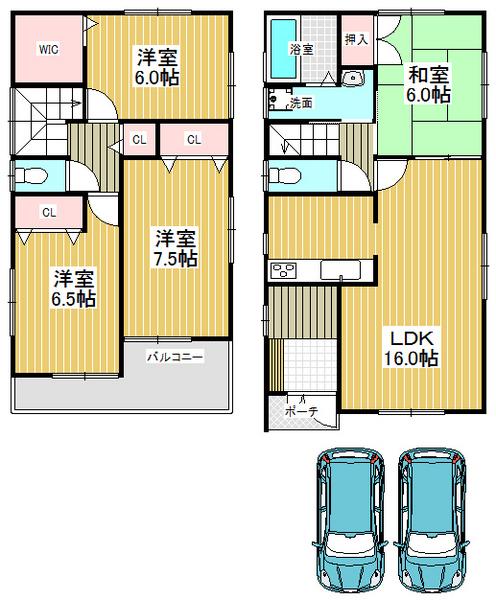 Floor plan. 18,800,000 yen, 4LDK, Land area 119.65 sq m , Building area 98.82 sq m