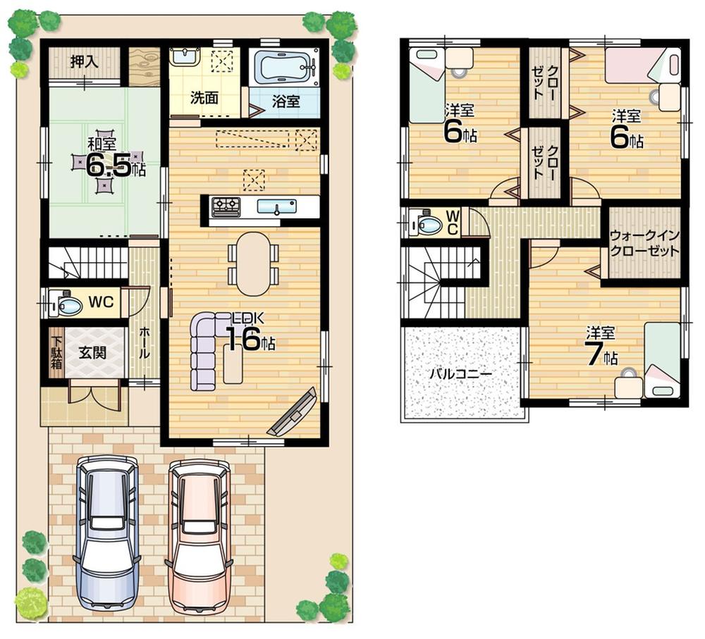 Floor plan. 18,800,000 yen, 4LDK + S (storeroom), Land area 115.55 sq m , Building area 99.22 sq m floor plan All rooms 6 quires more! Parking 2 cars!