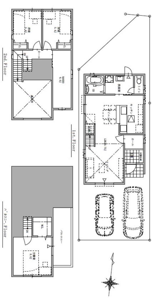 Building plan example (floor plan). Building plan example (No. 2 place) building price 16,350,000 yen, Building area 102.47 sq m