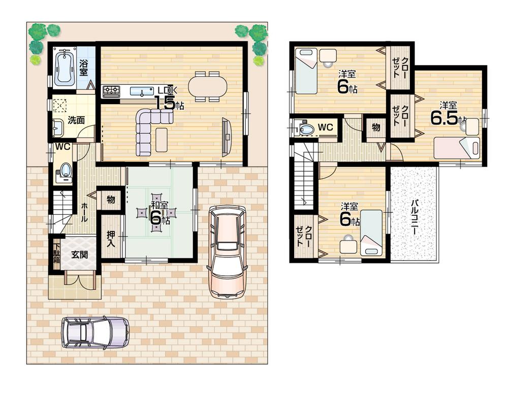 Floor plan. 21,800,000 yen, 4LDK, Land area 123.16 sq m , Building area 95.58 sq m floor plan 4LDK! Parking 2 cars!