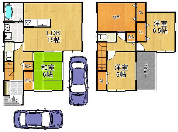 Floor plan. 21,800,000 yen, 4LDK, Land area 123.16 sq m , Building area 95.58 sq m