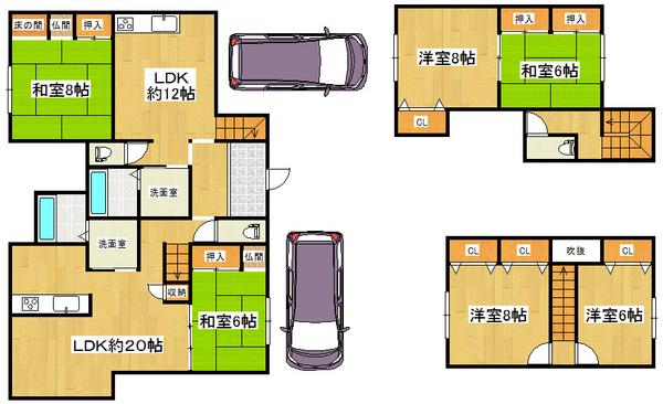 Floor plan. 29,800,000 yen, 6LDK, Land area 218.21 sq m , Building area 173.48 sq m