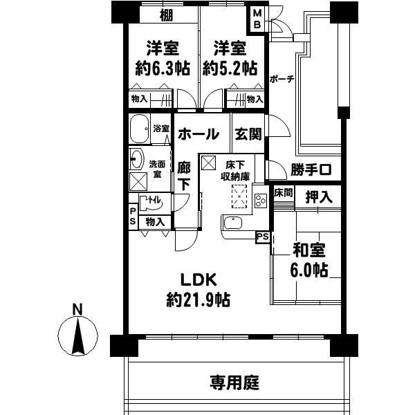 Floor plan. 3LDK, Price 14.8 million yen, Occupied area 86.24 sq m