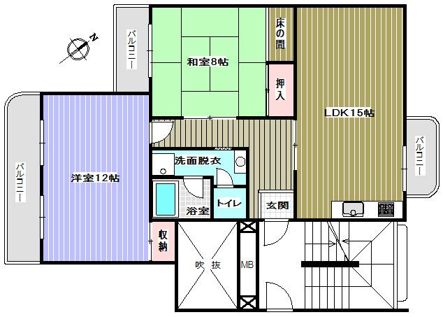 Floor plan. 2LDK, Price 13,900,000 yen, Occupied area 73.76 sq m , Balcony area 11.35 sq m floor plan