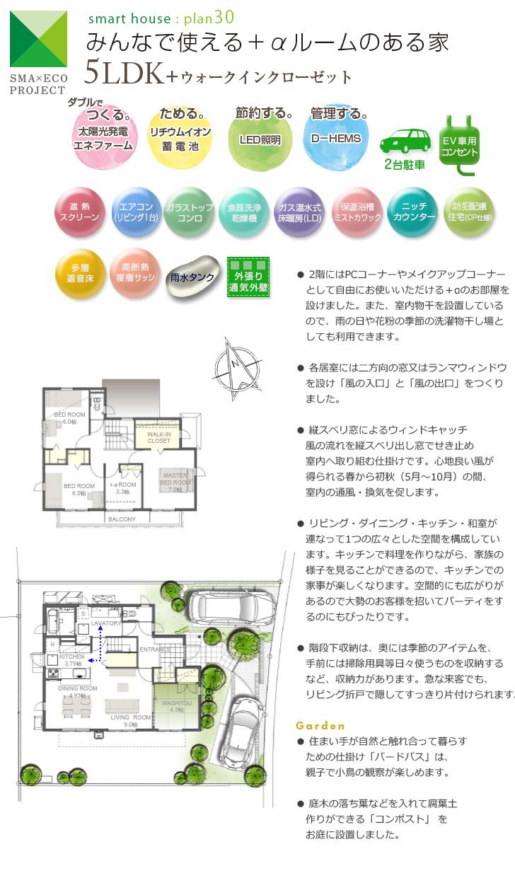 Floor plan.  [No. 30 place] So we have drawn on the basis of the Plan view] drawings, Plan and the outer structure ・ Planting, such as might actually differ slightly from.  Also, furniture ・ Car, etc. are not included in the price.