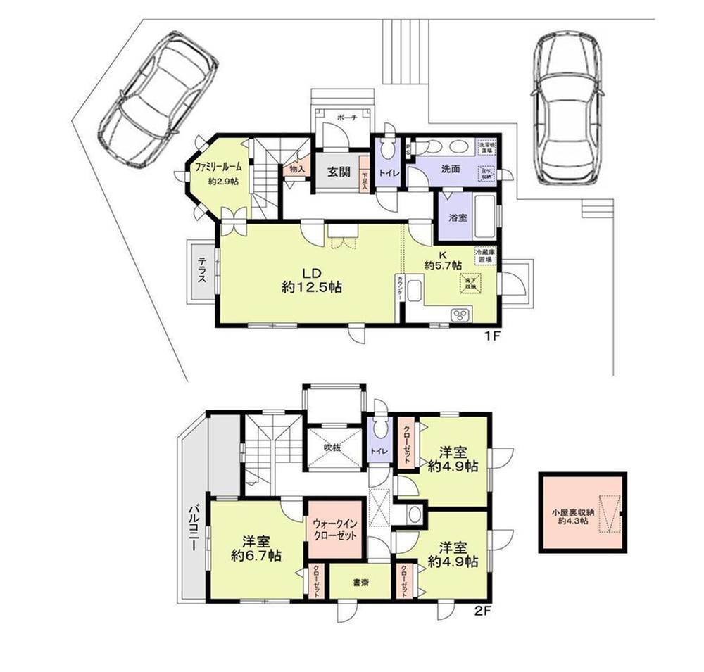 Floor plan. 31,800,000 yen, 3LDK + 2S (storeroom), Land area 181.9 sq m , Building area 110.05 sq m