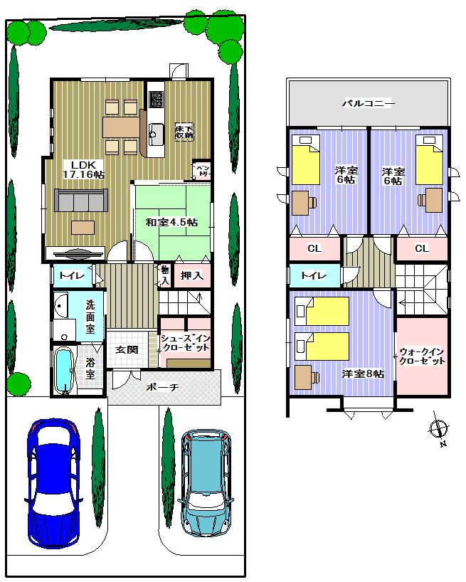 Building plan example (floor plan). Building plan example (B No. land recommended plan) 4LDK + S, Land price 17.5 million yen, Land area 148.86 sq m , Building price 15,970,000 yen, Building area 104.76 sq m