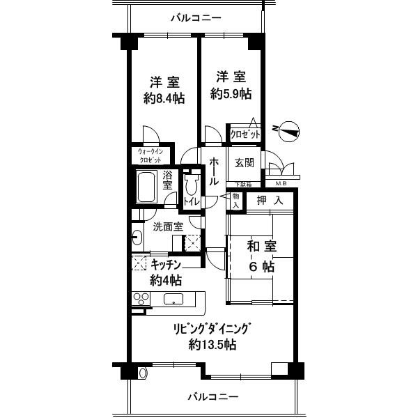 Floor plan. 3LDK, Price 17.4 million yen, Occupied area 82.75 sq m , Balcony area 19.01 sq m