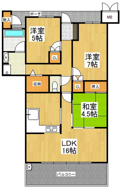 Floor plan. 3LDK, Price 21.6 million yen, Occupied area 75.91 sq m , Balcony area 10.83 sq m