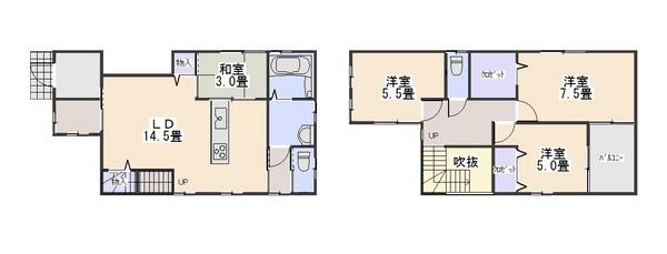 Floor plan. 28.8 million yen, 3LDK, Land area 101.21 sq m , Building area 94.39 sq m outstanding storage capacity of the walk-in closet is attractive
