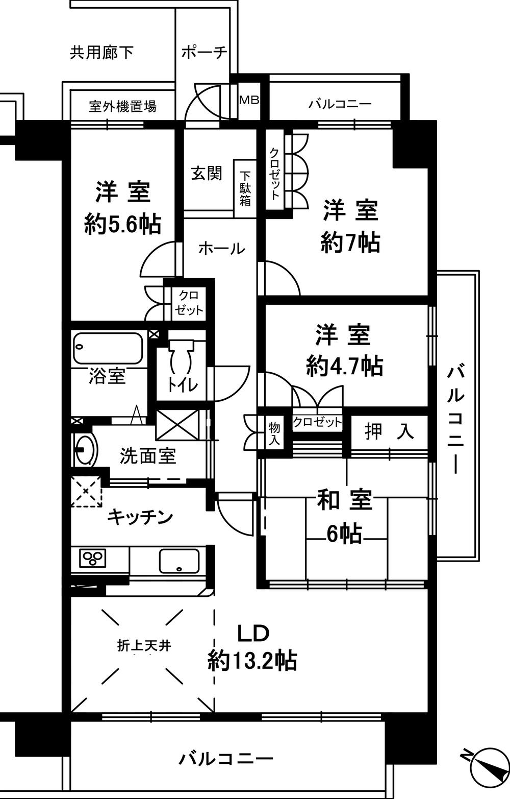 Floor plan. 4LDK, Price 24.5 million yen, Occupied area 89.66 sq m , Balcony area 18.29 sq m