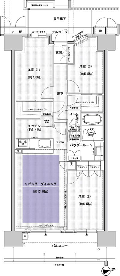 Floor: 3LDK, occupied area: 80.01 sq m, Price: 30,096,453 yen