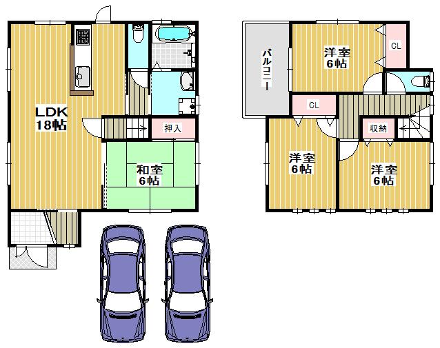 Floor plan. 29,800,000 yen, 4LDK, Land area 130.61 sq m , Building area 95.98 sq m