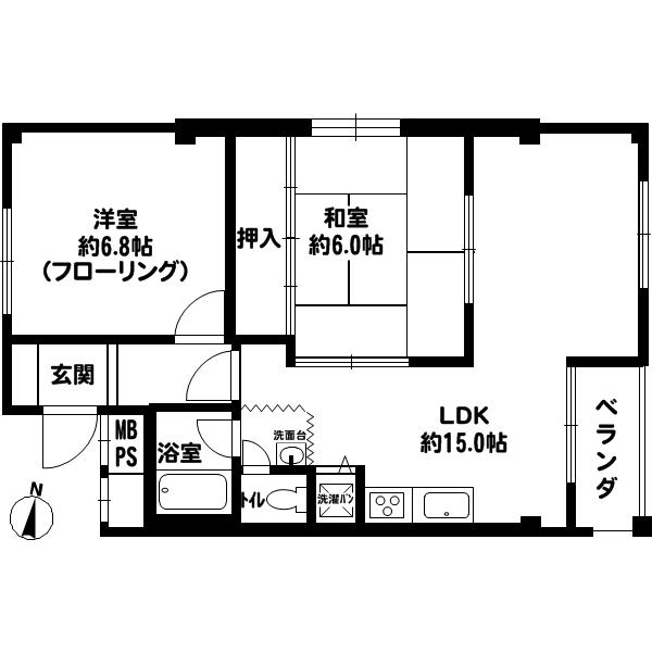Floor plan. 2LDK, Price 7.8 million yen, Occupied area 53.64 sq m , Balcony area 2.7 sq m