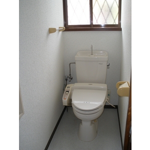 Toilet. First floor toilet Hot water cleaning function with toilet seat