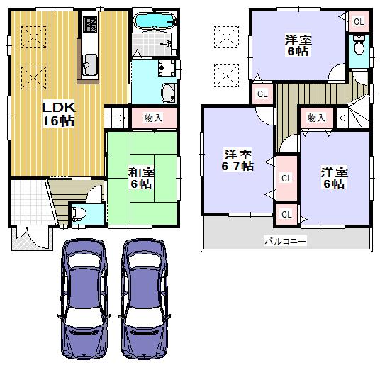Floor plan. 28.8 million yen, 4LDK, Land area 131.03 sq m , Building area 94.36 sq m floor plan drawings