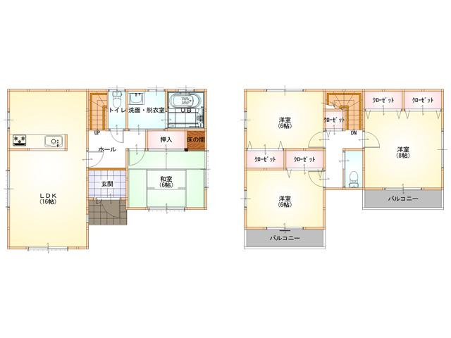 Building plan example (floor plan). Building plan example building price 15 million yen, Building area 100 sq m