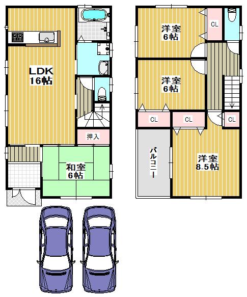 Floor plan. 18,800,000 yen, 4LDK, Land area 127.41 sq m , Building area 98.68 sq m local Floor Plan