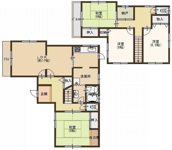 Floor plan. 25,900,000 yen, 4LDK + S (storeroom), Land area 189.74 sq m , Is a floor plan of the southeast corner lot of building area 116.75 sq m LDK17 Pledge ☆ 
