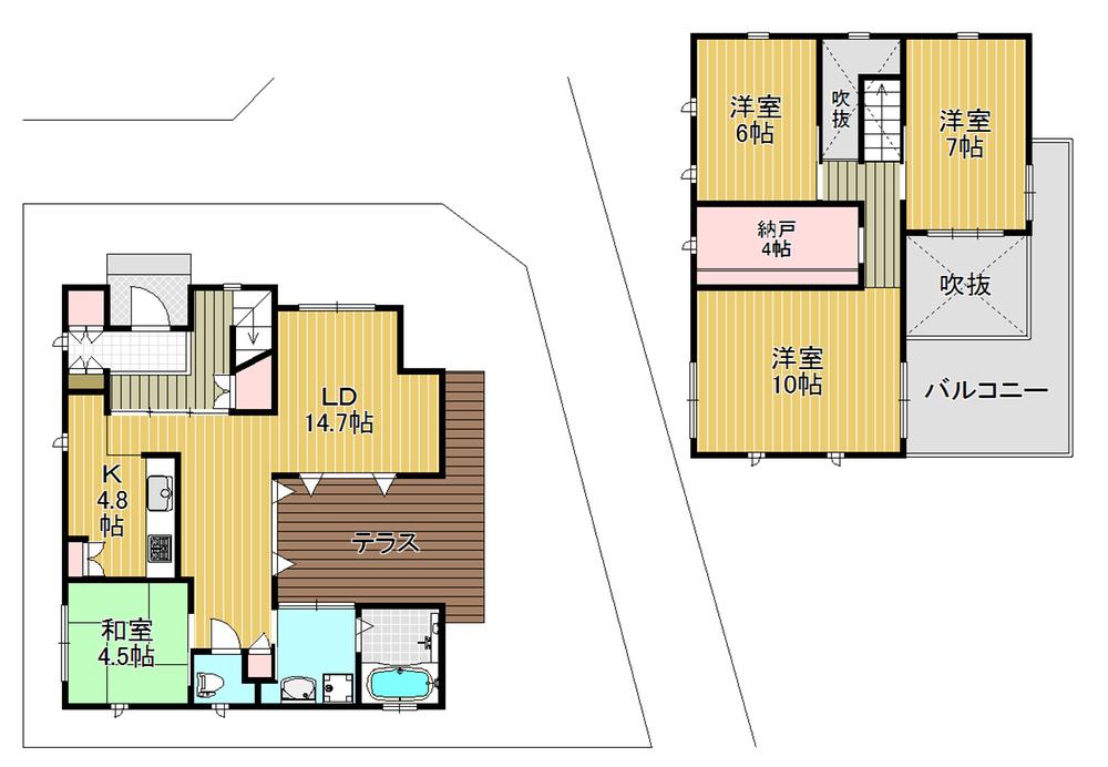 Floor plan. 34,800,000 yen, 4LDK + S (storeroom), Land area 154.61 sq m , Building area 118.04 sq m