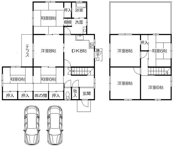 Floor plan. 24,800,000 yen, 8DK, Land area 255.62 sq m , Building area 129.17 sq m