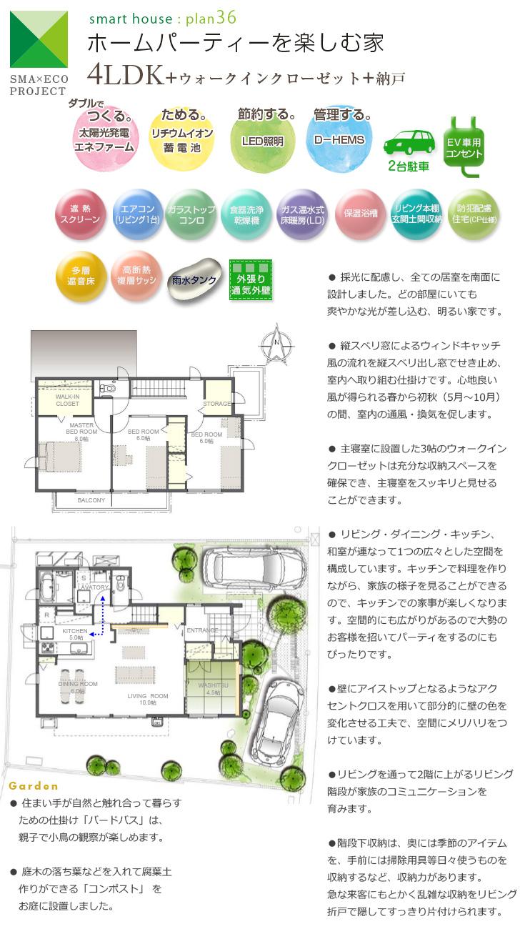 Floor plan.  [No. 36 place] So we have drawn on the basis of the Plan view] drawings, Plan and the outer structure ・ Planting, such as might actually differ slightly from.  Also, furniture ・ Car, etc. are not included in the price.