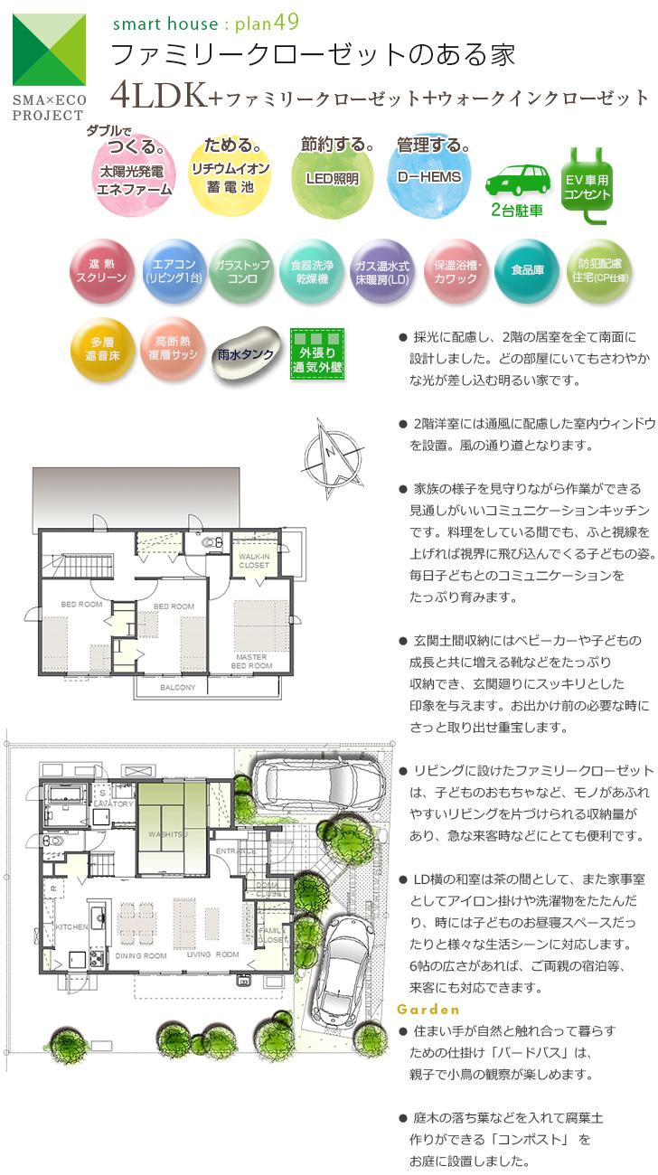 Floor plan.  [49 No. land] So we have drawn on the basis of the Plan view] drawings, Plan and the outer structure ・ Planting, such as might actually differ slightly from.  Also, furniture ・ Car, etc. are not included in the price.