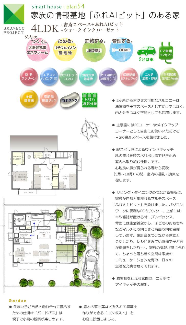 Floor plan.  [No. 54 place] So we have drawn on the basis of the Plan view] drawings, Plan and the outer structure ・ Planting, such as might actually differ slightly from.  Also, furniture ・ Car, etc. are not included in the price.