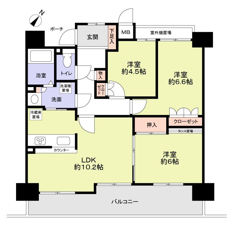 Floor plan. 3LDK, Price 18 million yen, Occupied area 71.84 sq m , Balcony area 13.32 sq m